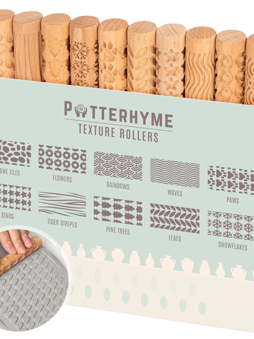 Natural Wood Texture Rollers - Beige Pattern Set